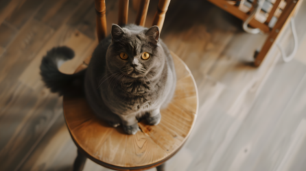 胖猫蹲在椅子上图片