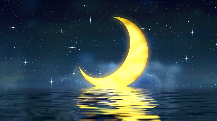 宁静夜空下的月亮版权图片下载