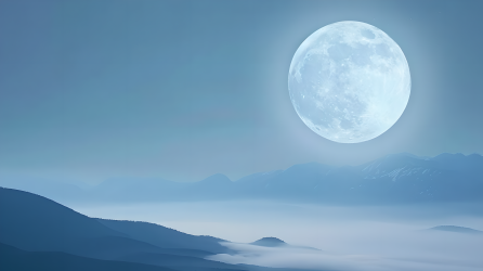 月亮照耀下的雾山图片