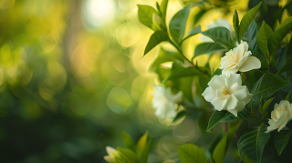 栀子花模糊光影图片