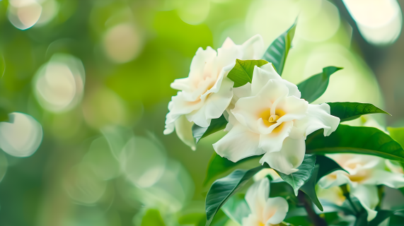 栀子花绿色背景图片