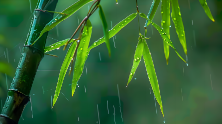 梅雨竹叶雨滴图片