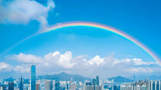 城市彩虹图片