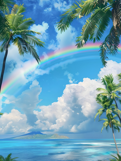 彩虹棕榈树图片