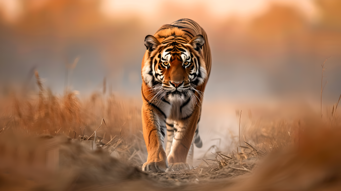 野生老虎奔跑图片