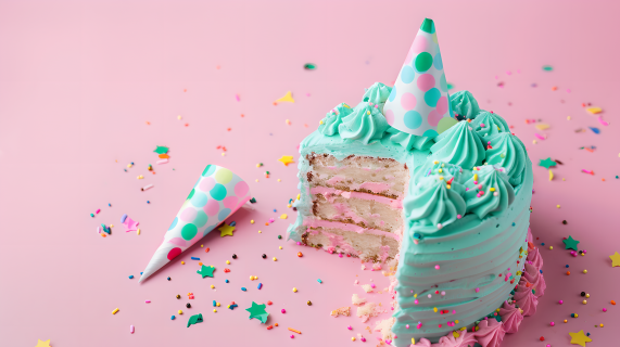 生日蛋糕粉色背景图片