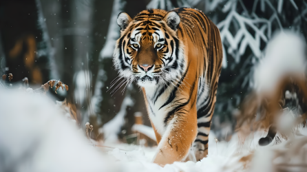 野生老虎冬季捕猎图片