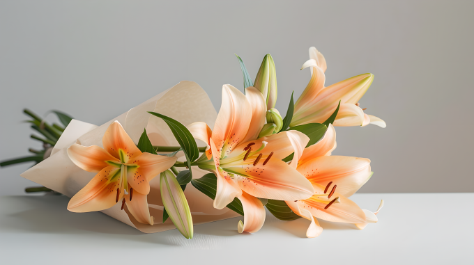 百合花束简约美观图片