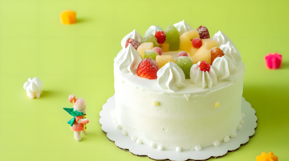 生日蛋糕绿色背景图片