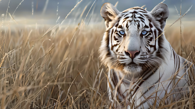 野生老虎草原白虎图片