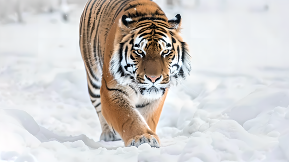 野生老虎雪地图片