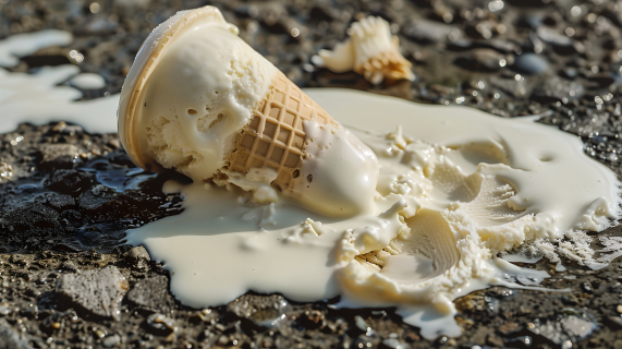 炎热天气融化的冰淇淋图片