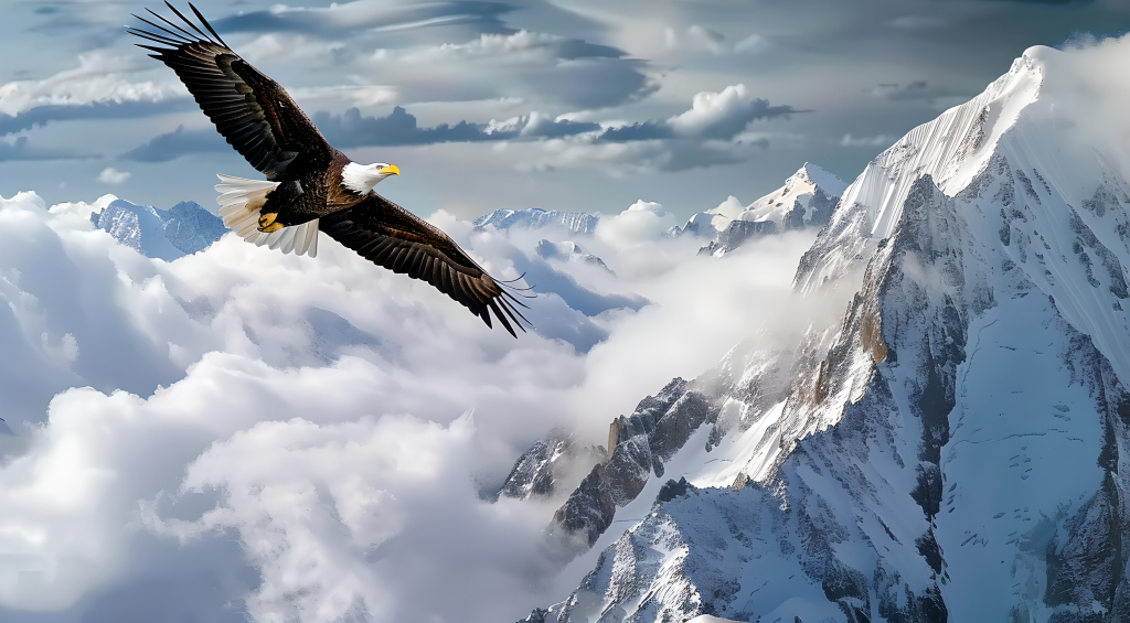 老鹰高山山顶飞翔版权图片下载