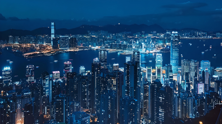 香港夜景俯拍版权图片下载
