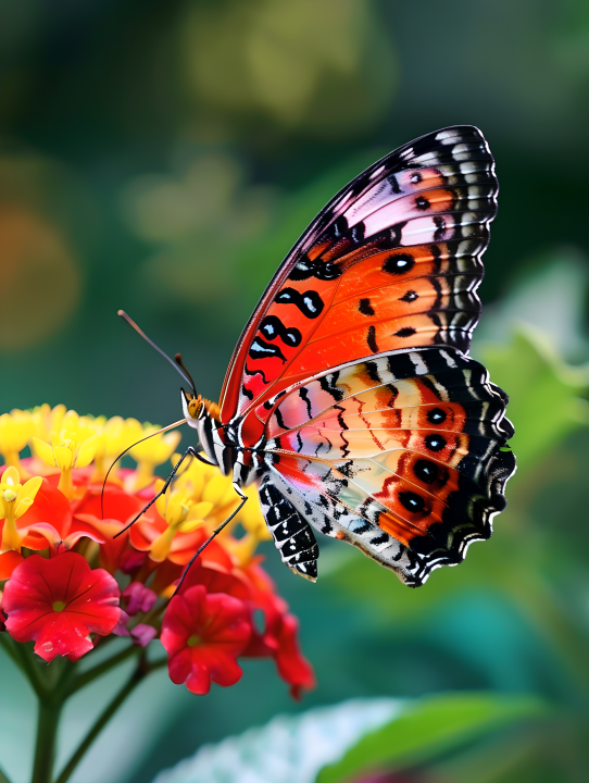花朵上的漂亮蝴蝶版权图片下载