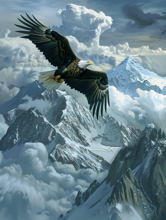雪峰之上的老鹰版权图片下载