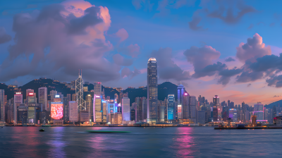 香港火烧云美景图片