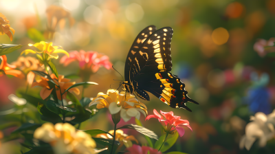 漂亮蝴蝶黄昏图片