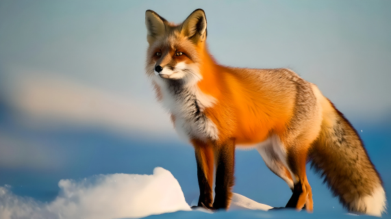 狐狸站在雪地上图片