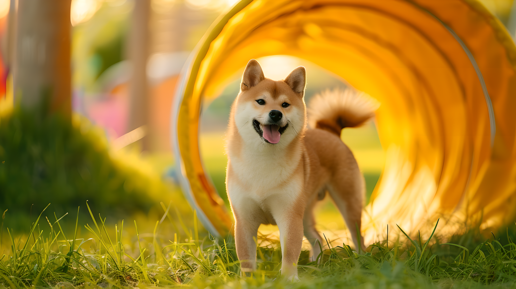 柴犬户外玩耍图片