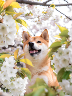 柴犬樱花图片