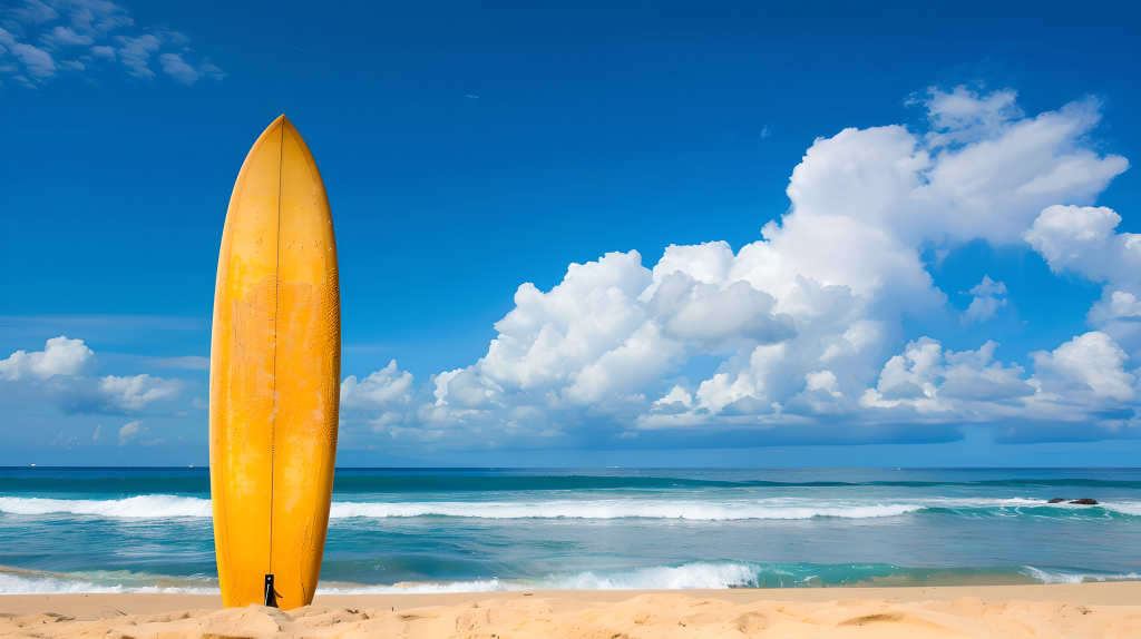夏日冲浪黄色冲浪板版权图片下载