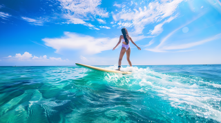 夏日冲浪清澈海水图片