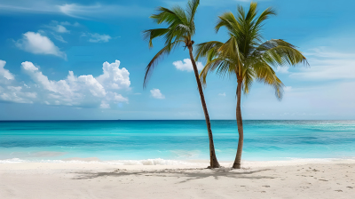 海边旅游棕榈树景色图片