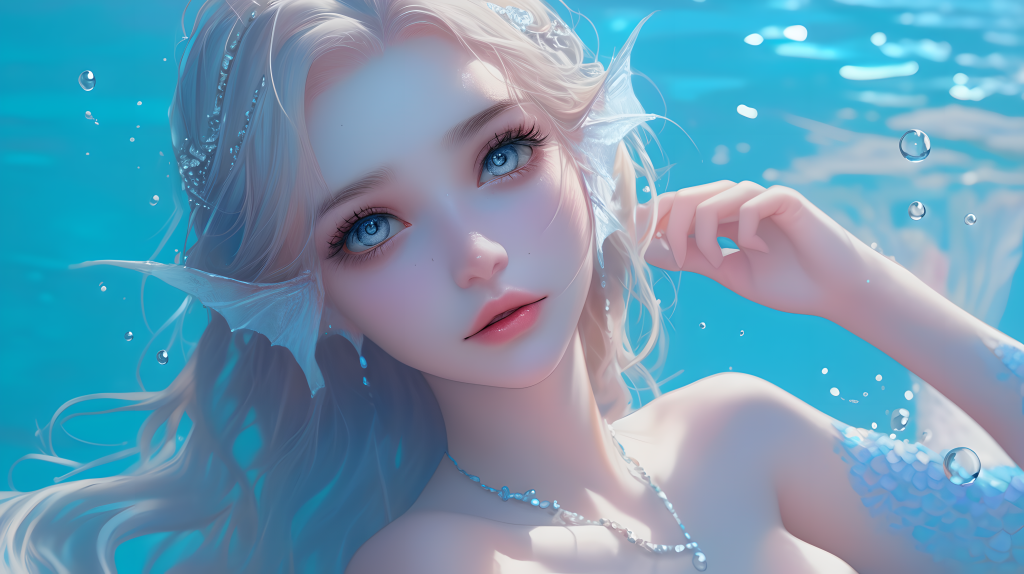 美人鱼白皙面庞版权图片下载