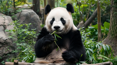 熊猫吃竹子图片