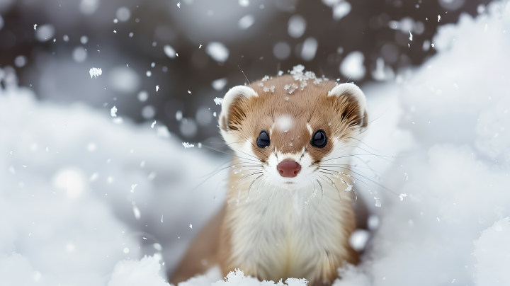 黄鼠狼下雪天版权图片下载