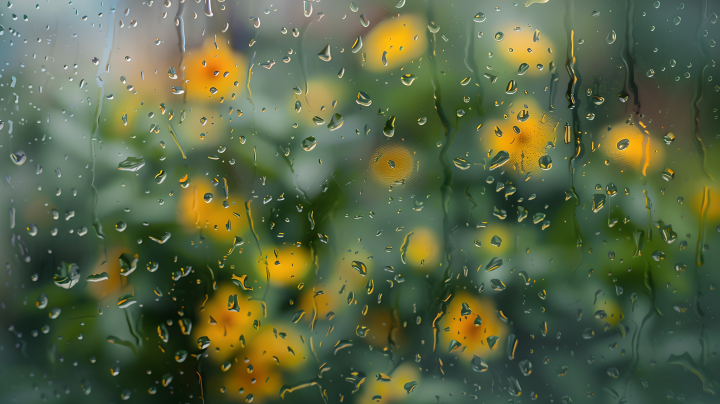 下雨天玻璃外景色版权图片下载