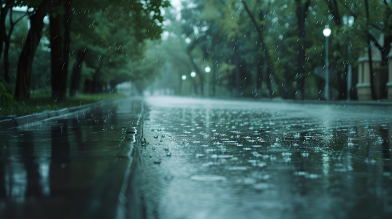 下雨天风景图片