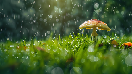 下雨天蘑菇图片