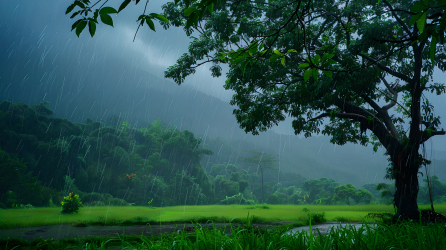 夏季下雨美景图片