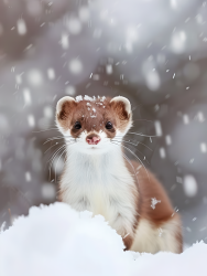 雪地里的黄鼠狼图片