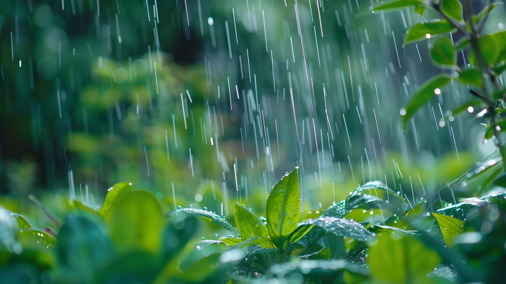 下雨树叶景色版权图片下载