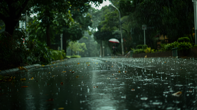 下雨的柏油路图片