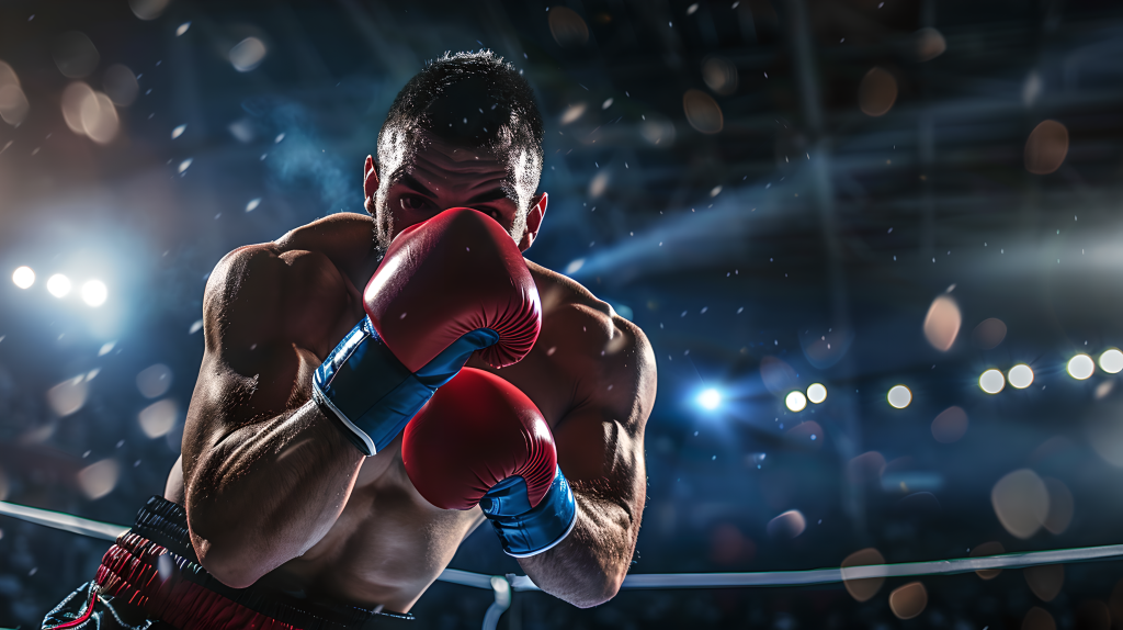 拳击比赛蓝色灯光版权图片下载