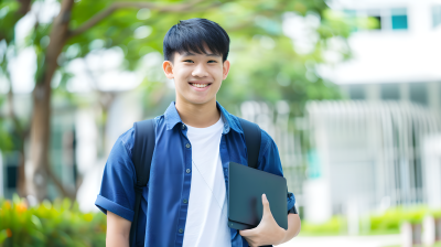 大学生手拿笔记本图片