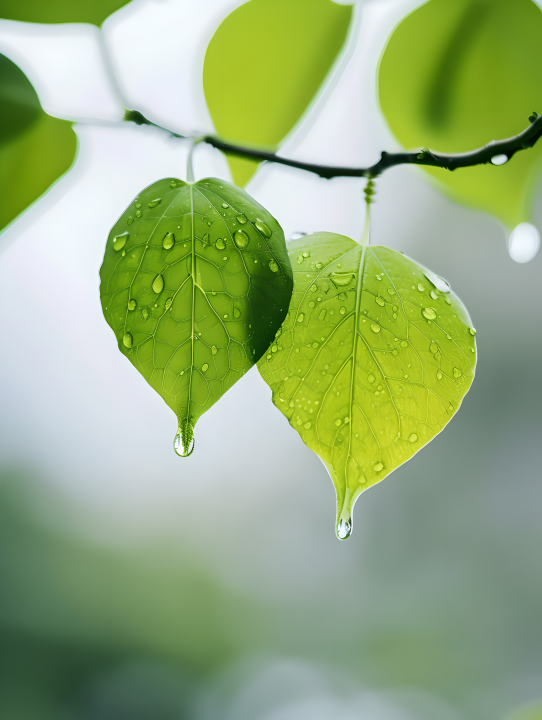 宽大叶片露水版权图片下载