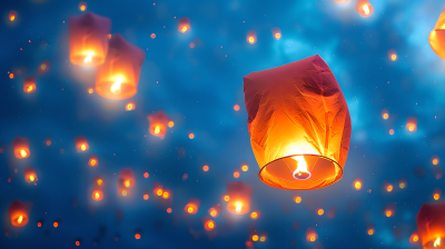 孔明灯新年祈福图片