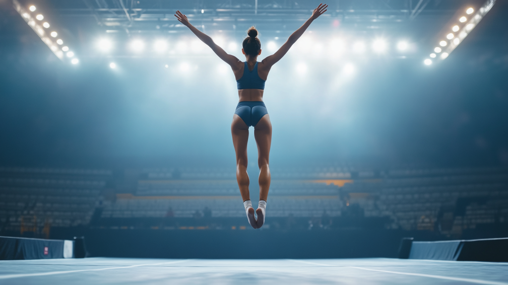 体操运动员跳跃图片