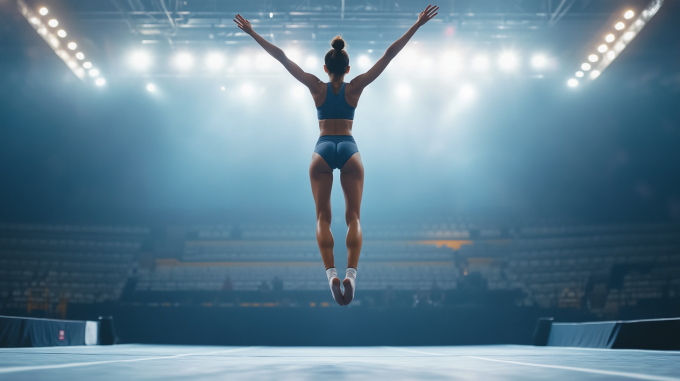 体操运动员跳跃图片