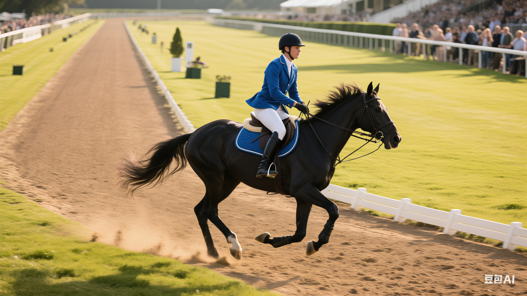 赛马场黑马奔跑图片