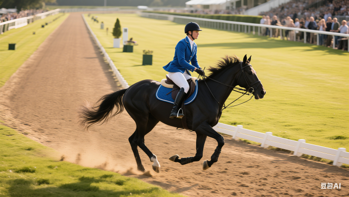 赛马场黑马奔跑图片