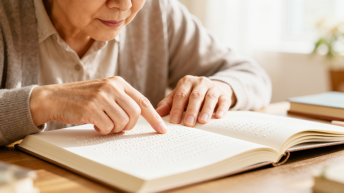 盲人阅读盲文高清图