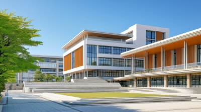 秋日教学楼摄影图片