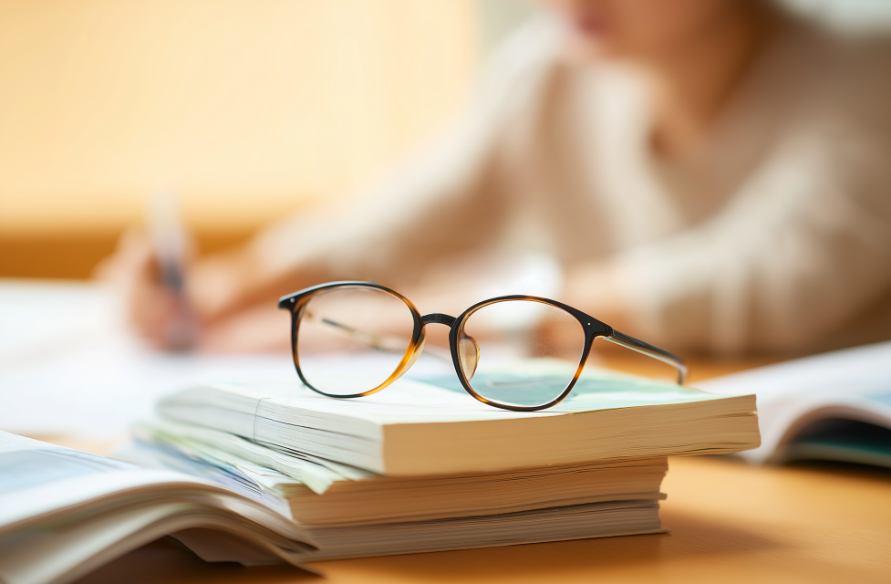 女生看书模糊背景摄影图