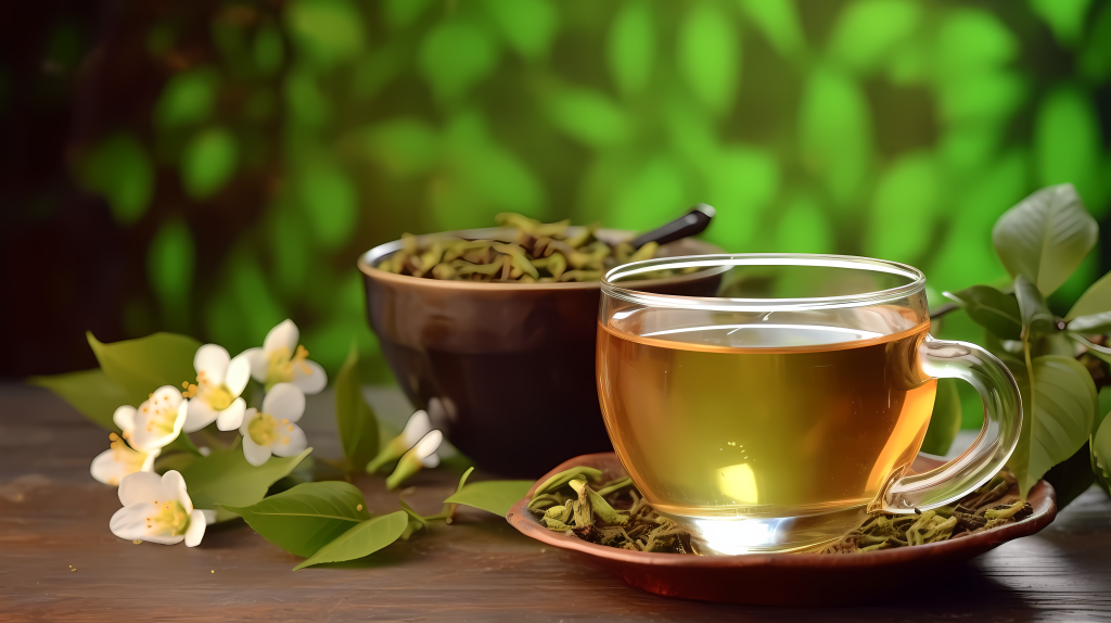 绿茶清香玉液摄影图片